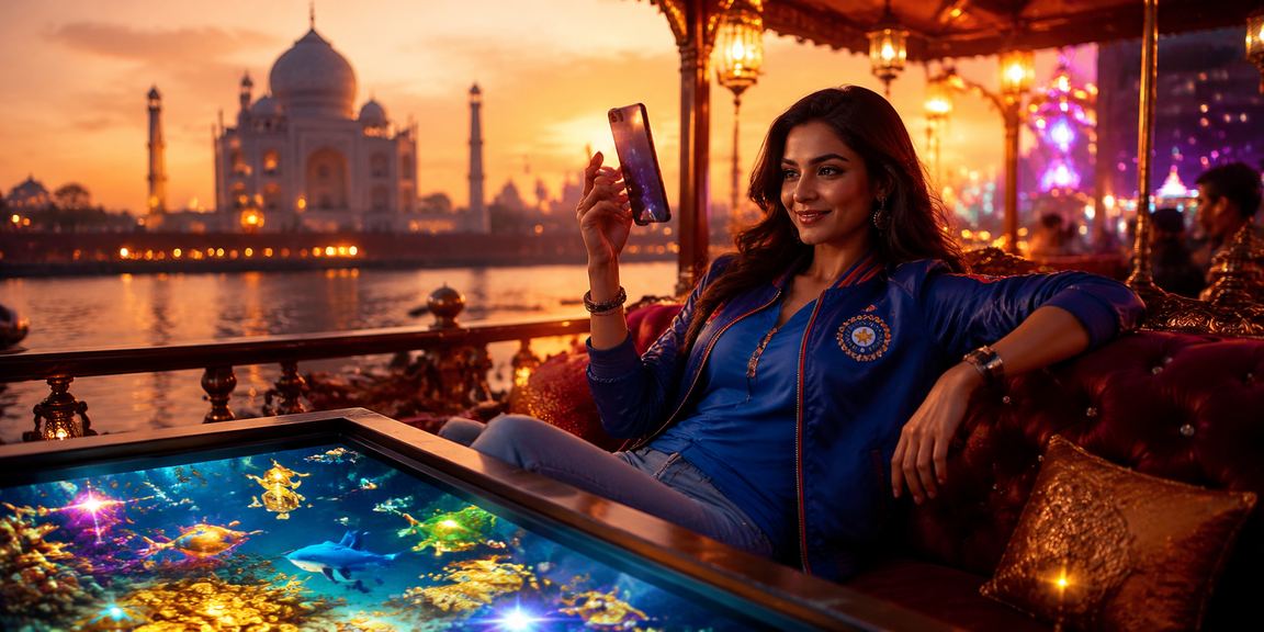 Mobile device showing betting application interface in India